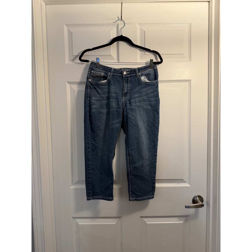 Revolt Jeans Capri Cropped Blue 11/12 Y2K Bling Rhinestone Casual Festival